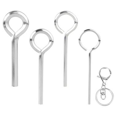 Imagem de Chave Allen Ring com chaveiro, padrão de 5/162.6 cm, 1/20.3 cm, 5/81.3 cm, 7/81.3 cm, chave hexagonal com anel de laço completo, conjunto de chaves Allen para dispositivo de saída de pânico