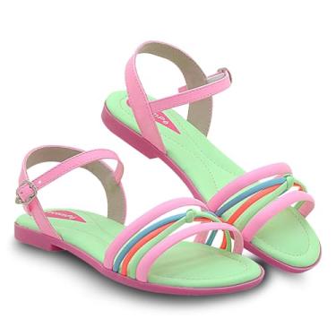 Imagem de Sandália Infantil Menina Rasteirinha Macia Confortável (Rosa Neon, BR, Criança de 4 a 8 anos, Numérico, 29)