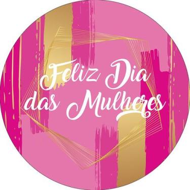 Imagem de Painel De Festa Redondo 1,50x1,50 - Dia das Mulheres Geométrico Rosa e