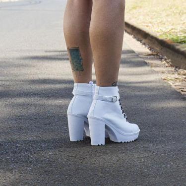 Imagem de Bota Coturno Tratorada Tendência Salto Alto Grosso Plataforma - Navit,