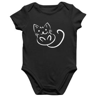 Imagem de Body Bebê Algodão Gatinho Traços - Foca na Moda, Preto, GG