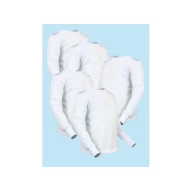 Imagem de Kit 5 Camisetas Lisa Manga Longa Infantil Poliéster Branca - Del Franc