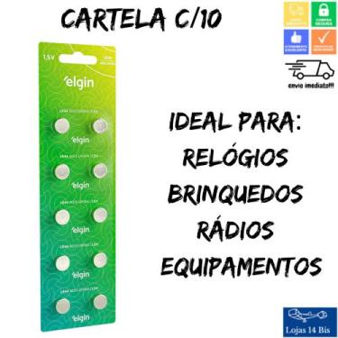 Imagem de 10 Pilha Bateria LR44 AG13 LR1154 1 Cartela c/ 10 Baterias Energy Elgi