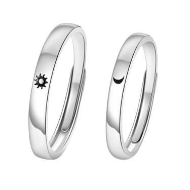 Imagem de  Aliança de prata Par Masculino e Feminino Envio em até 24h - Meia Lua