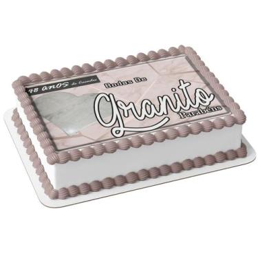 Imagem de Papel De Arroz P/ Bolo 48 Anos De Casados Bodas De Granito - Genérico