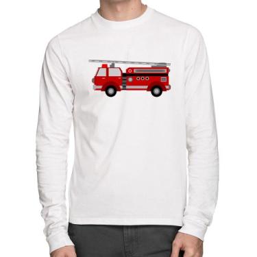 Imagem de Camiseta Algodão Caminhão de Bombeiro Manga Longa - Foca na Moda, Bran