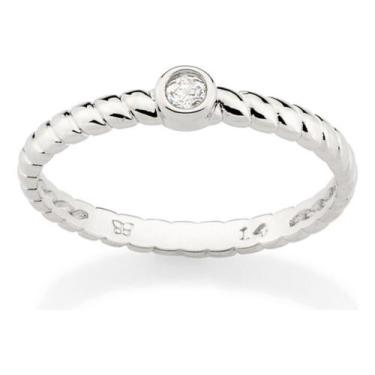 Imagem de Anel Solitário Formado Por Aro Torcido, Com 313261 - Rommanel, Branco,