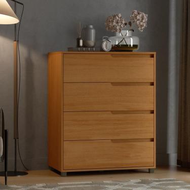 Imagem de Cômoda em Mdf com 4 Gavetas 80cm X 104cm X 45cm Monet Marrom