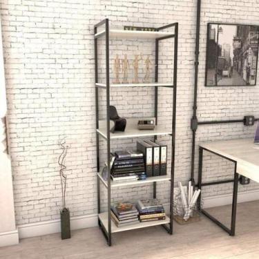 Imagem de Estante Industrial Kuadra com 4 Nichos 60 cm - Preto/Snow - Compace, P