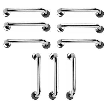 Imagem de Barra de Apoio 40cm Kit 9 Unidades Inox Suporte Cadeirante Idoso Gestante Banheiro Box Corrimao Escada Segurança Acessibilidade