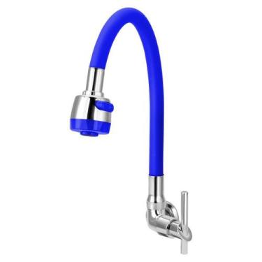 Imagem de Torneira Gourmet Flexível de Cozinha Parede Azul 1/4 de Volta - TFC, V