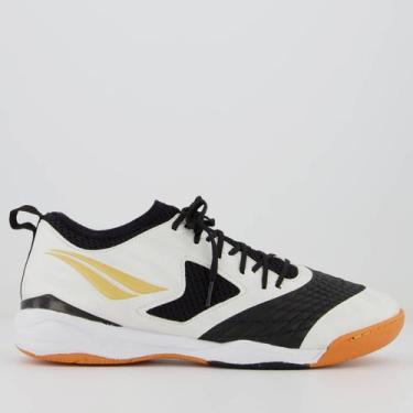 Imagem de Chuteira Penalty Max 1000 Ecoknit Futsal Branca e Dourada, 44