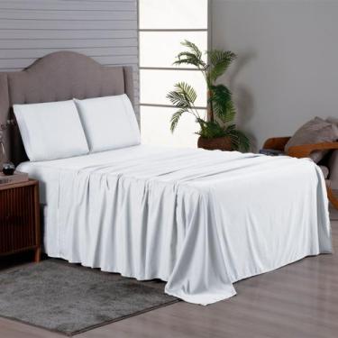 Imagem de Roupa de Cama Casal 4 Pçs Jogo Lençol 400 Fios Micropercal Peletizado 