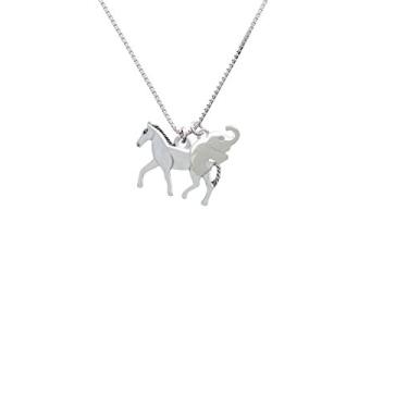 Imagem de Delight Jewelry Colar de elefante cavalo andando prateado 45,7 cm + 5 cm