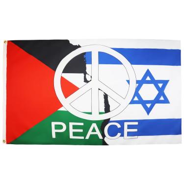 Imagem de AZ FLAG - Bandeira da Paz da Palestina de Israel - 9,5 cm x 1,5 m - Faixa israelense palestina de poliéster 100D com dois ilhós de metal - Resistente ao desbotamento - Cores vivas - 90 cm x 1,5 m -