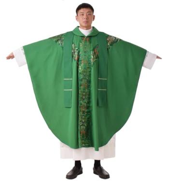 Imagem de BLESSUME Roupão padre celebrante casula igreja católica pai missa (verde)