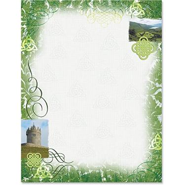 Imagem de Paperdirect Celta Soul Spring St Patrick Holiday Theme Papelaria, papel de borda, papel timbrado 21 x 28, 25 folhas, papel de escrita premium elegante, papel decorativo para impressora