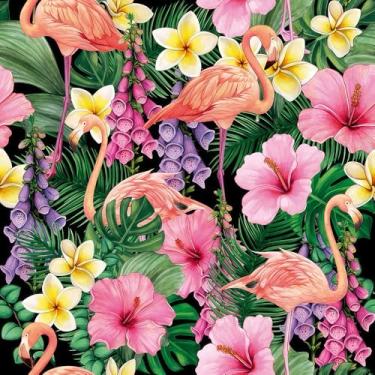 Imagem de VistaPalette Plantas tropicais pretas escuras folhas verdes florais rosa flamingo peeling e cole papel de parede decoração de parede autoadesivo papel de parede cola fácil contato para apartamento de