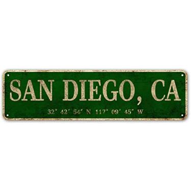 Imagem de LINStore San Diego, Ca City Sign Vintage Metal Wall Art Decoração para Escritório/Casa/Sala de Aula 4” X 16”
