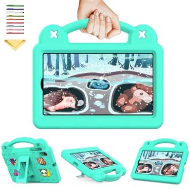 Imagem de Capa para tablet Walmart Onn 17.8 cm Gen 4 2024 (Modelo: 100135924), UUcovers com suporte/alça macia de espuma vinílica acetinada, suporte infantil Gril Boy, urso fofo e leve para Onn 17.8 cm 4ª