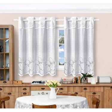Imagem de Cortina em Renda Jacquard Costela de Adão 1,25x2,50m Decoração Cozinha