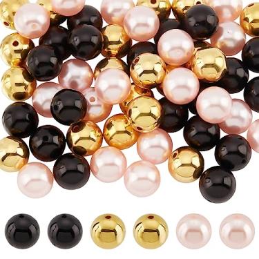 Imagem de PH PandaHall 60 peças de contas de chiclete de 20 mm, 3 cores de resina espaçador redondo contas de pedaços contas de imitação de pérolas para joias pulseira colar caneta saco corrente fazendo artesanato suprimentos