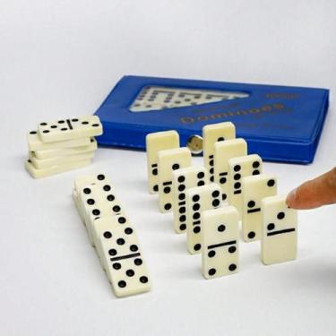 Imagem de Dominó Profissional De Osso Jogo Mais Estojo Com 28 Peças Moderno - @l