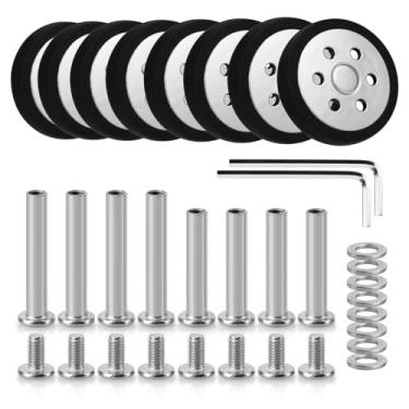 Imagem de Domiella 8 peças de rodas de substituição de bagagem OD 60 mm, rodas giratórias giratórias de borracha de 360 graus, peças de reparo de rodas de carrinho de viagem resistentes ao desgaste, DLA15
