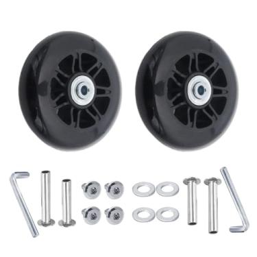 Imagem de Joyangy Substituição de rodas de bagagem de 90 x 24 mm, 2 peças de kit de reparo de rodas giratórias de borracha, rolamento suave e resistente para bolsa de mão, carrinho, estojo de viagem
