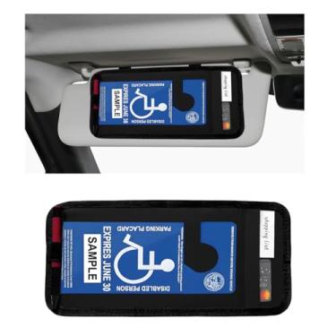 Imagem de DXNQ Suporte de cartaz de deficiência para carro, protetor de sinal de permissão de estacionamento para deficientes em PVC ultra transparente com alça elástica, suporte de cartaz para deficientes para