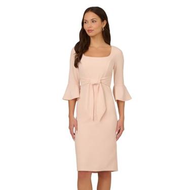 Imagem de Adrianna Papell Vestido feminino com manga de sino e laço frontal, Blush alegre, 44