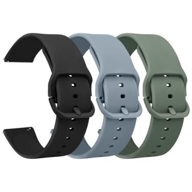 Imagem de Pacote com 3 pulseiras para Amazfit Bip 5/Bip 6, para Amazfit GTR 4 / GTR 3 Pro/GTR 3 / GTR 2 / GTR 47 mm, pulseiras de substituição esportivas de silicone macio de 22 mm para mulheres e homens (preto