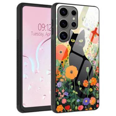 Imagem de Capa para Samsung Galaxy S25 Ultra, traseira de vidro líquido e bordas macias de TPU, aderência lateral antiderrapante, proteção contra quedas, ajuste fino, carregamento sem fio compatível com Galaxy