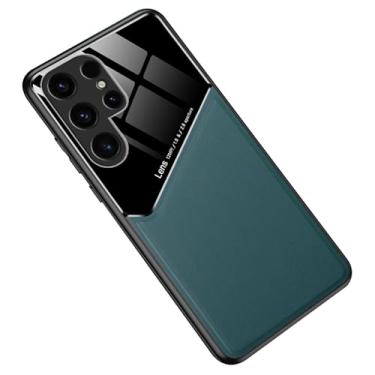 Imagem de LYJSMGZ Capa antiqueda para Samsung Galaxy S25 Ultra/S25 Plus/S25, capas de couro executivas finas e macias com suporte para sucção magnética de veículos, verde, S25