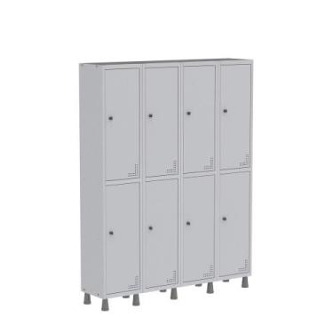 Imagem de Armário Guarda Volume Locker Roupeiro  de Aço 4 Vãos 8 Portas GR304/8 