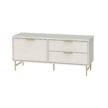Imagem de Rack Yves 2 Gavetas Off White Pés Dourado 135cm - 71110
