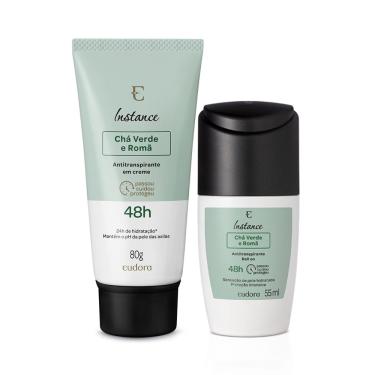 Imagem de Combo Instance Chá Verde e Romã: Antitranspirante Roll On 55ml + Desodorante Creme 80g