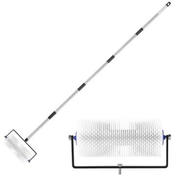 Imagem de Rolo pontiagudo para autonivelamento, rolo pontiagudo de nivelamento de piso de 23 cm para remoção de bolhas de concreto autonivelante e epóxi - Alça ajustável (86-195 cm) Ferramenta de betonilha leve