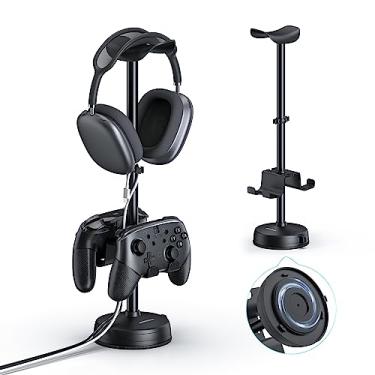 Imagem de Desktop Headphone Controller Stand Holder with Anti-Slip Heavy Base Stable Suction Cup, Universal Aluminum Headset Controller Storage Organizer Compatible for PS5/Switch Pro/Xbox/Airpods/Beats/Bose