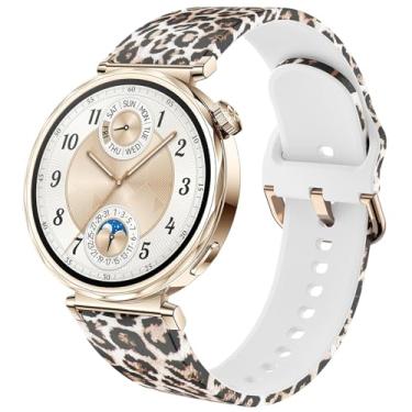Imagem de DEALELE Pulseiras femininas compatíveis com Huawei Watch GT5 Pro de 42 mm/GT5/GT4 de 41 mm/Garmin Venu 3S/Forerunner 265S/Fossil Gen 6, pulseira feminina de silicone com estampa macia de 18 mm