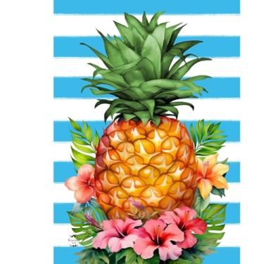 Imagem de Briarwood Lane Bandeira de jardim de abacaxi e listras