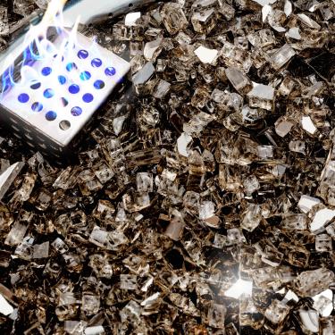 Imagem de NUPICK Vidro de fogo de 2,3 kg, vidro refletivo de 1/4 polegada, pedra de vidro de fogueira temperado para propano ou gás natural, pedras de vidro para mesa de fogueira, vidro de lareira para