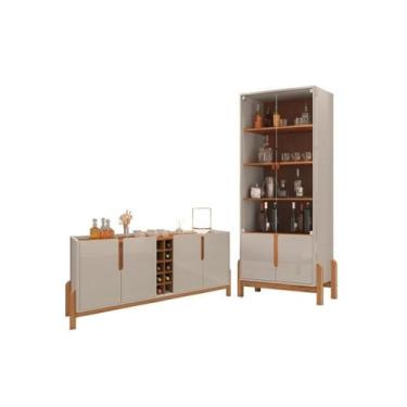 Imagem de Jogo Cristaleira e Buffet 1.9 Bia Off White Cedro - CasaH