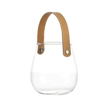 Imagem de Ioensy Jarra de armazenamento de vidro Organizador exclusivo de copo portátil Vaso de vaso de flores para plantas internas Plantas de cozinha mesa de mesa de, Pequeno