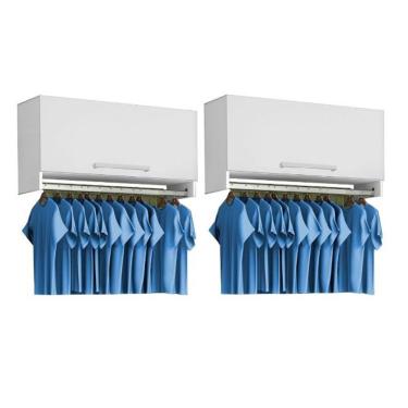 Imagem de 2 Armário Aéreo Cabideiro Lavanderia com Pistão À Gás