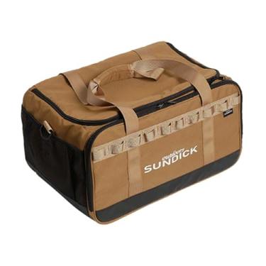 Imagem de YIJU Conjunto de potes de acampamento para piqueniques, bolsa de armazenamento, organizador de tanque de gás, 36 L, anticolisão, bolsa de ombro transversal, Cáqui