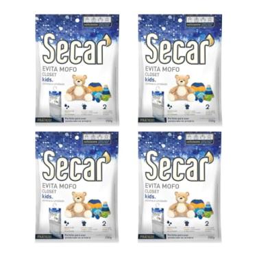 Imagem de Kit Com 4 Desumidificador Secar Closet Lavanda Kids Sem Perfume 250g Antimofo com Aroma Suave Para Armários Roupas Ambientes Fechados (4, Kids)