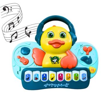 Imagem de Piano Musical Infantil em Formato de Patinho, 8 Teclas Educativas, Sons de Instrumentos e Efeitos Sonoros, Brinquedo Interativo para Bebês a partir de 12 Meses
