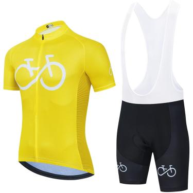 Imagem de Roupas Masculinas De Ciclismo Respirável De Secagem Rápida Manga Curta Camisa De Ciclismo Com 19d Gel Pad Bib Shorts Para Mtb Road Bike Ciclismo, Yellow2, M