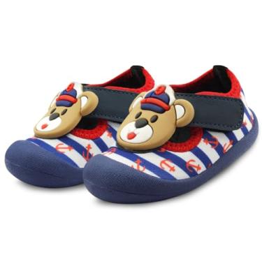 Imagem de Tênis Meia Com Sola Bebê Emborrachada Sapameia Antiderrapante Menina Menino Primeiros Passos Engatinhar Flexível Leve Macia Infantil Calce Facil Não Saia Do Pé Calçado Bebe (Marinheiro, BR, Bebê, Faixa Numérico, 17, 18)